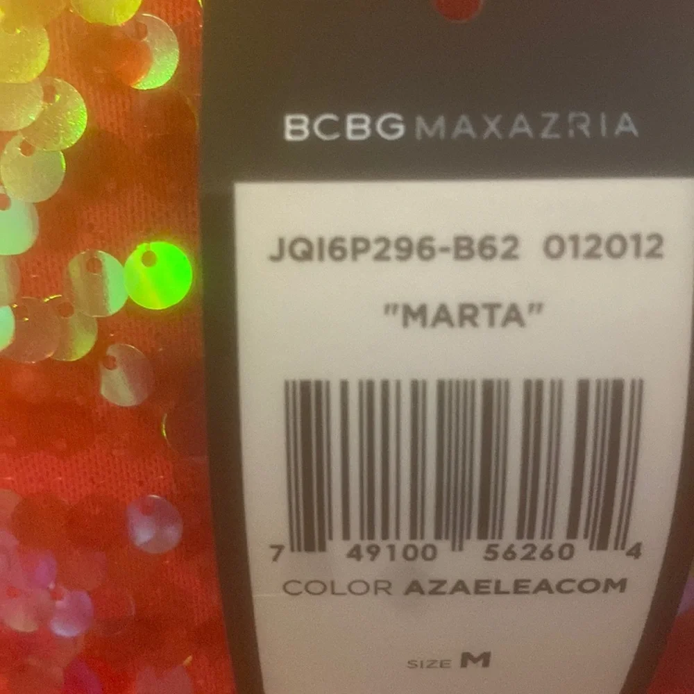 BCBG Max Azria Marta sequin dress, azalea red, sz medium - Picture 3 of 3